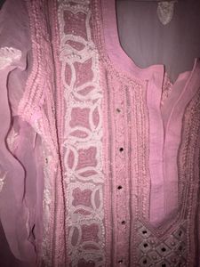 Pure Chikankari Kurta With Pearl Embroidery