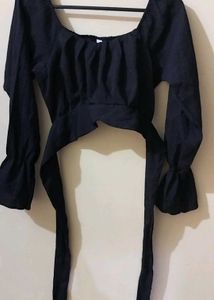Chic Black Tie-Waist Top