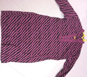 Purple Cotton Lehariya Full Sleeves Kurta