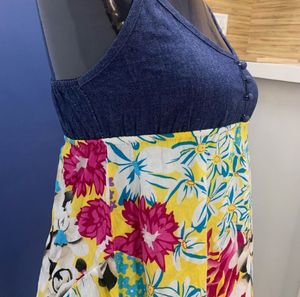 Floral Sundress with Denim Top