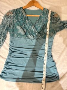 Beautiful Lace Trim Top With Embellishment