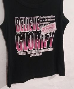 Printed Black Tank Top