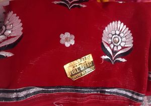 Red Floral Print Saree with Blouse