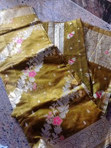 Olive Green Banarasi Silk Suit