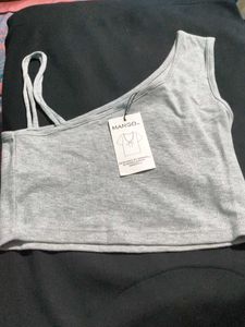 Gray One Shoulder Top