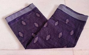 Wine-Purple Cotton Linen Saree