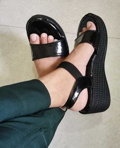 Black Patent Leather Sandals