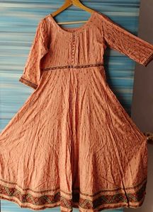 Peach Embellished Anarkali Kurti