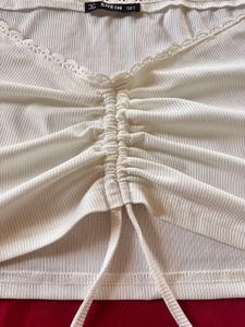 Shein White Drawstring Crop Top