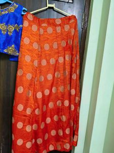 New Stylish Blue &amp; Orange Embroidered Lehenga Set