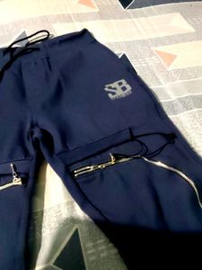 Stylish Blue Zippered Joggers
