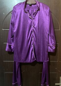 Purple Satin Pajama Set