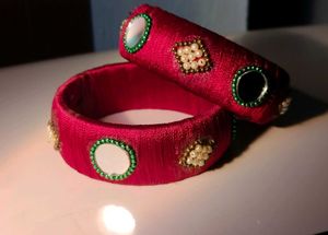 Handcrafted Silk Thread Red Bangles