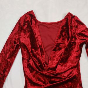 Velvet Wine Colour Bodycon Dress