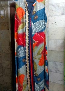 Red, Blue And Multicolored Long Kurti