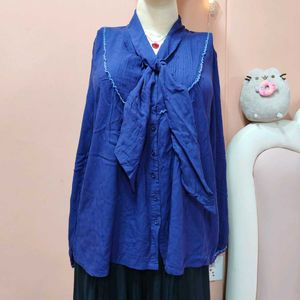 💙 Elegant Blue Pussy-Bow Blouse! 💙