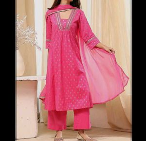 Pink Embroidered Kurta Set