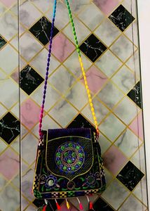 Craft Trade Clutch Bags for Women Jaipuri Rajasthani Handmade Embroidery Mirror Work Stylish Sling Bag