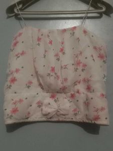 Beautiful Ful White Top With Shrug And Floral Prin