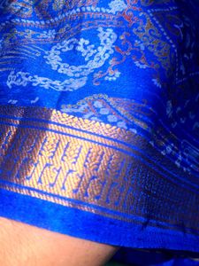 Royal Blue Printed Silk Saree