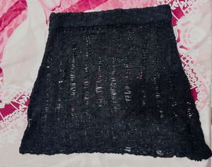 Black Knit Mini Skirt