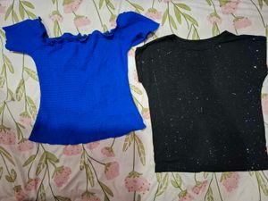 Blue and black tops combo