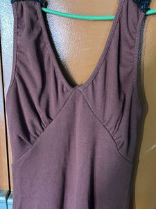 Brown Lace Detail Dress