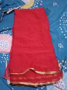 Red Saree Without Blause