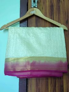 Elegant Cream & Pink Saree