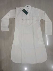New Men's Pathani Cream Cotton Kurta