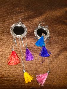 Very Pretty Earrings Long Tassels Silver