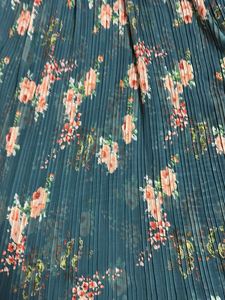 Sea Blue Floral Print Ethnic Gown