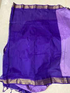 Purple Cotton Saree with Border