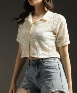 Casual Regular Sleeves Striped Women White Top