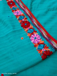 Sea Green Saree With Thread Work