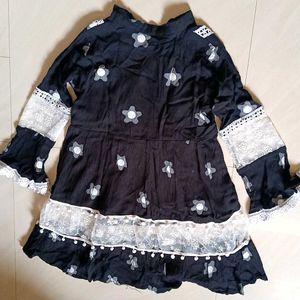 Black Short Round Kurta