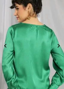 Emerald Green Satin Blouse