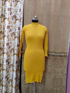 Mustard Bodycon Midi Dress