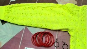 Embroidered Solid Schiffli Mandarin Coller Top