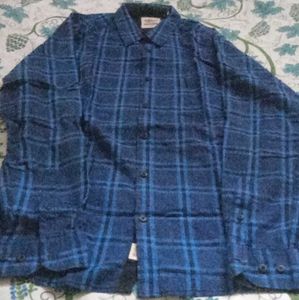Blue and Black Plaid Button-Down Shirt