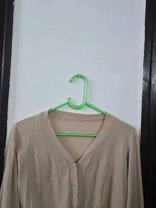 Beige Knit Cardigan Sweater bust 36