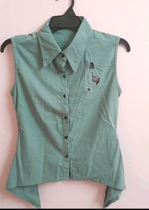 Sleeveless Button-Down