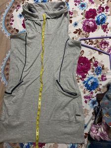 Gray Sleeveless Hooded Dress