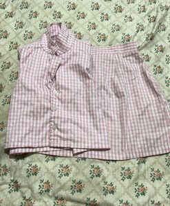 Pink Gingham Skirt & Top Set
