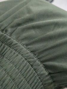 Olive Green Cigarette Trousers With Fabric Belt