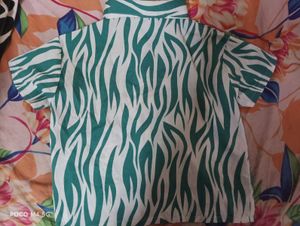 Crop Green Zebra Print Shirt