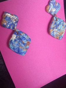 Blue Marble Polymer Clay Earrings