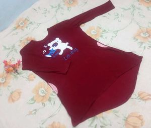 Maroon &#39;Have A Nice Day&#39; Tunic