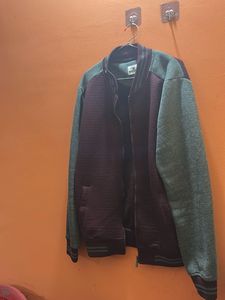 Burgundy &amp; Gray WROGN Bomber Jacket