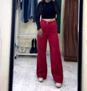 New Tag h&m Red Wide Leg Pants